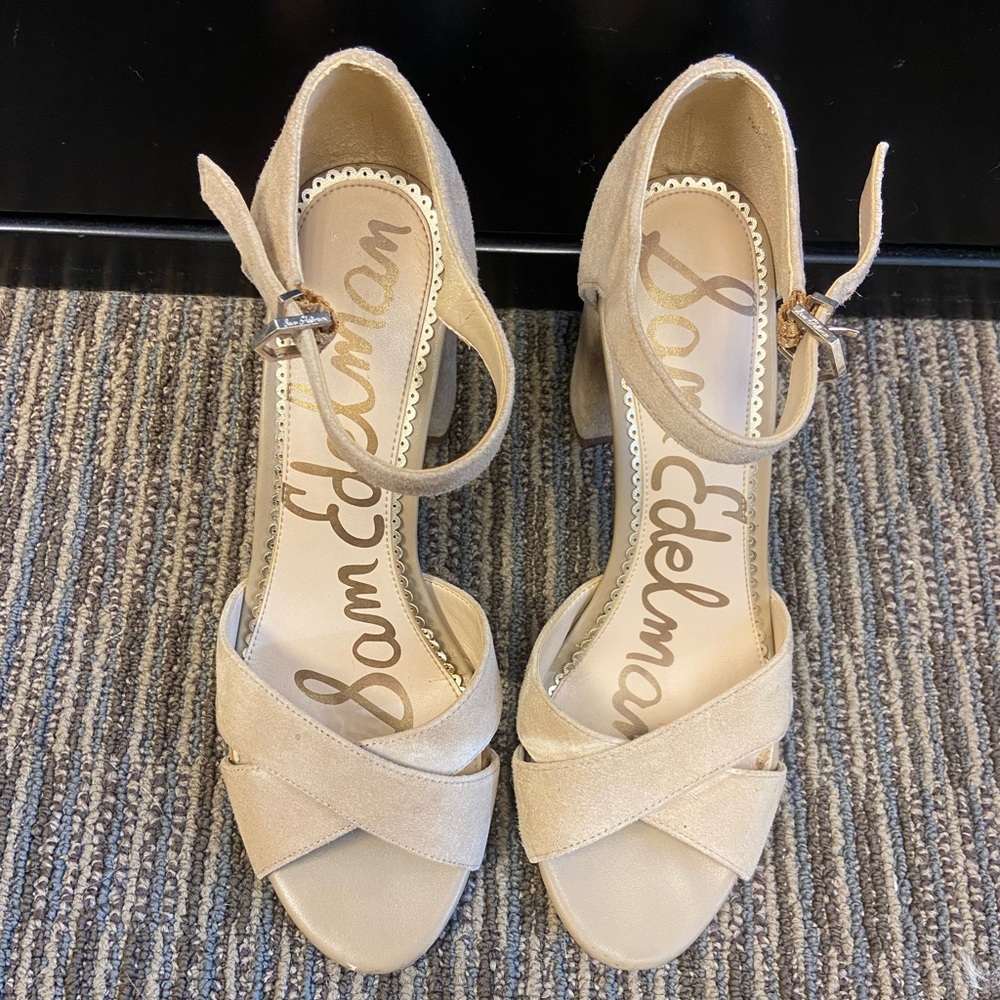Sam Edelman Nude block heel suede sandals